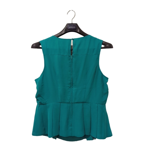 Forever 21 Sleeveless Fringe Top Peplum Blouse Plus Size 1X Green - Picture 2 of 3